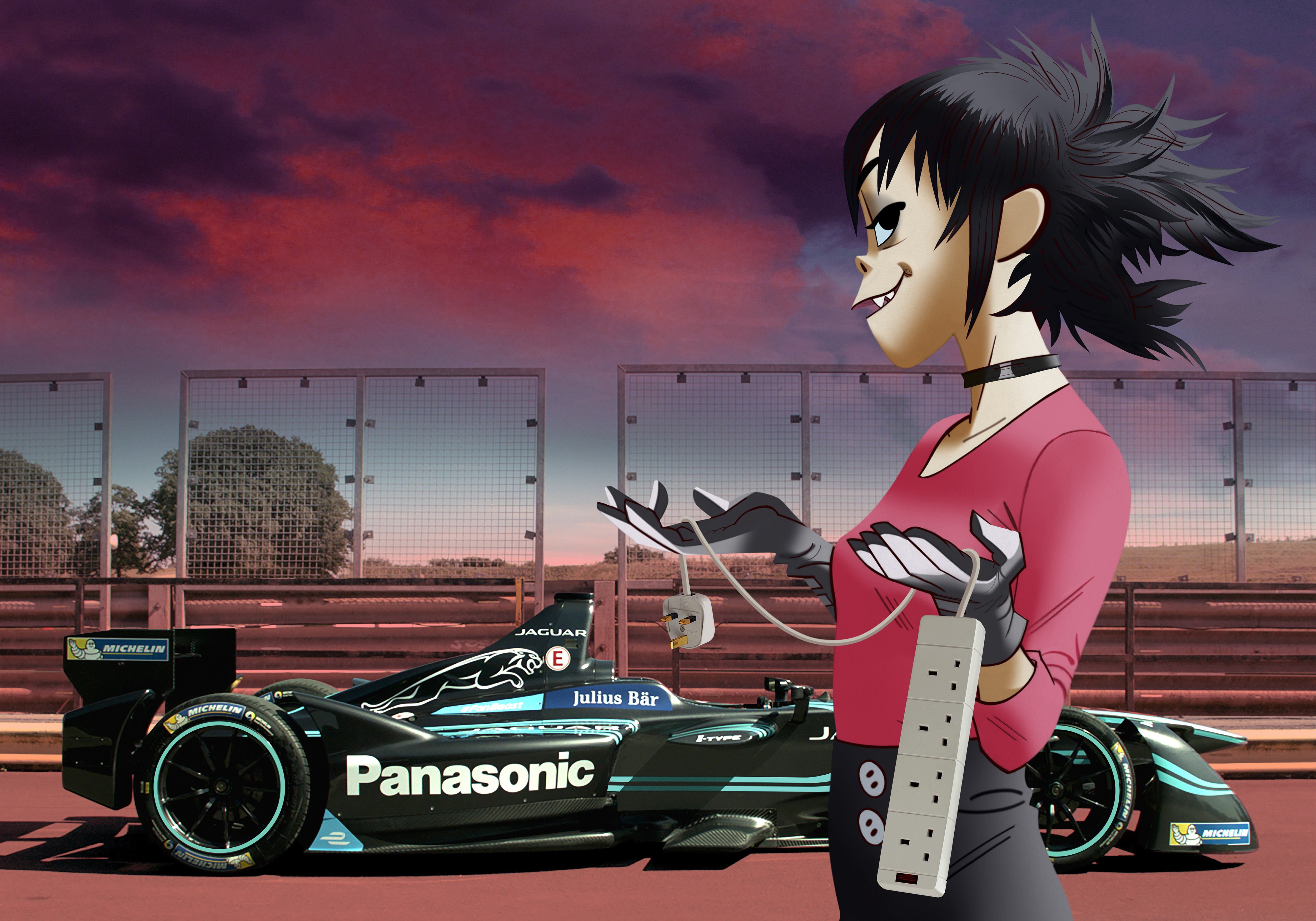 Noodle de Gorillaz regresa a la escena como embajadora de Jaguar Racing