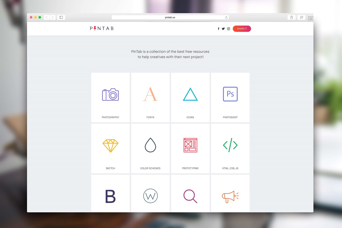 PinTab, una colección de recursos gratuitos para creadores de contenidos