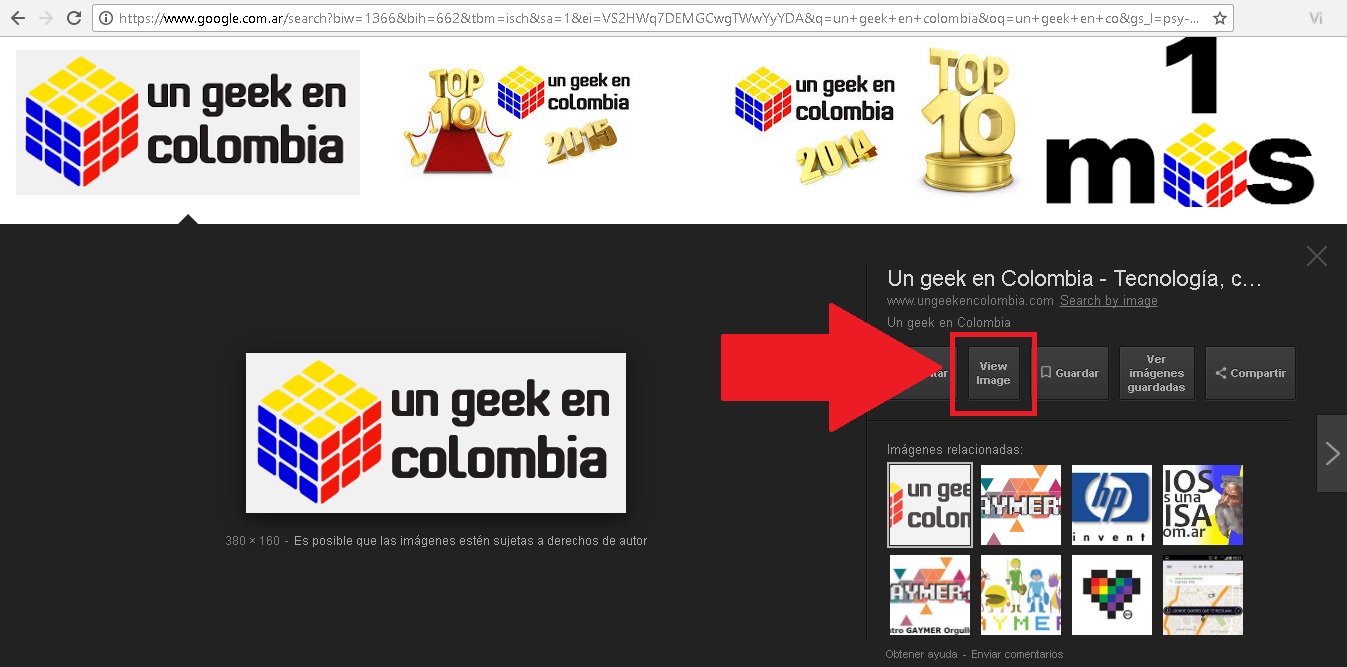 botón de “ver imagen” de Google Imágenes