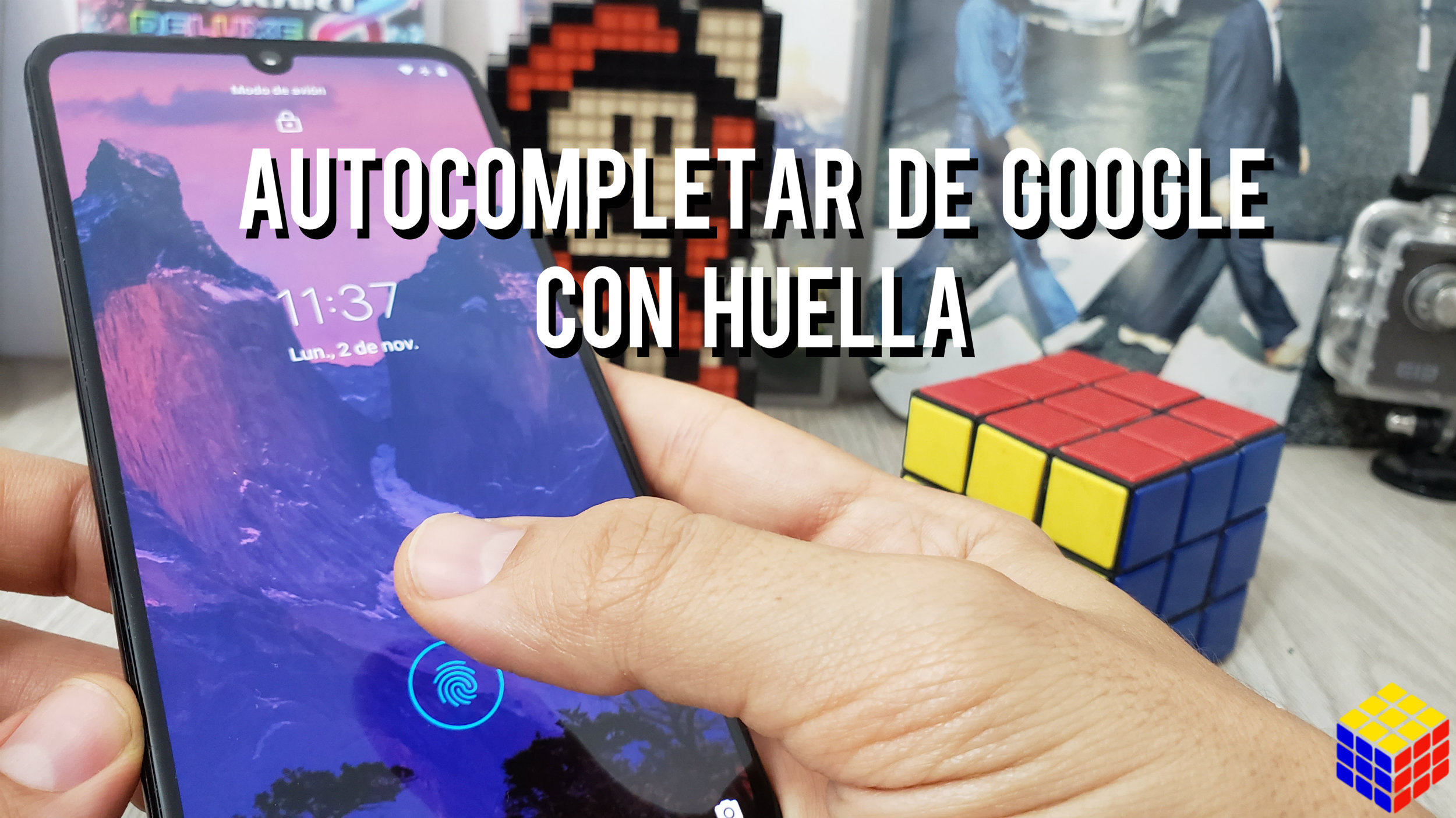 autocompletar de Google con huella